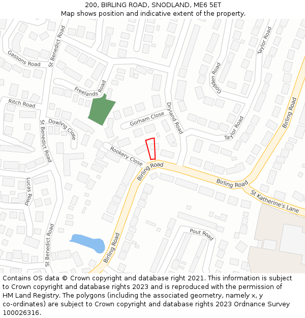 200, BIRLING ROAD, SNODLAND, ME6 5ET: Location map and indicative extent of plot