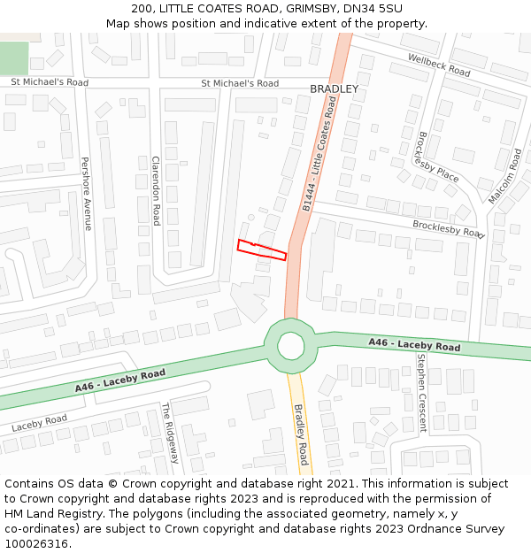 200, LITTLE COATES ROAD, GRIMSBY, DN34 5SU: Location map and indicative extent of plot