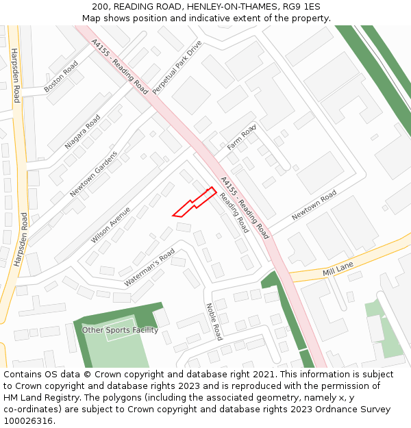 200, READING ROAD, HENLEY-ON-THAMES, RG9 1ES: Location map and indicative extent of plot