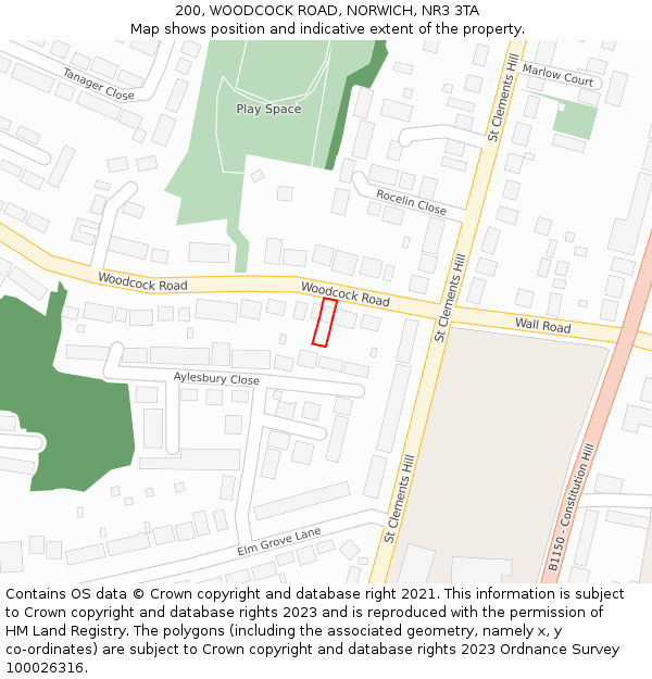 200, WOODCOCK ROAD, NORWICH, NR3 3TA: Location map and indicative extent of plot