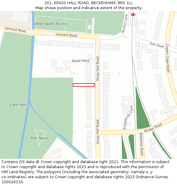 201, KINGS HALL ROAD, BECKENHAM, BR3 1LL: Location map and indicative extent of plot