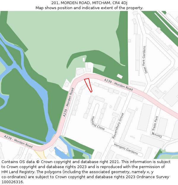 201, MORDEN ROAD, MITCHAM, CR4 4DJ: Location map and indicative extent of plot