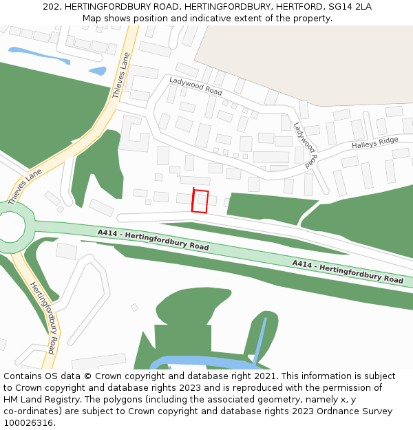 202, HERTINGFORDBURY ROAD, HERTINGFORDBURY, HERTFORD, SG14 2LA: Location map and indicative extent of plot