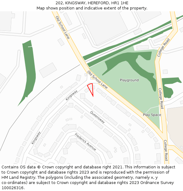 202, KINGSWAY, HEREFORD, HR1 1HE: Location map and indicative extent of plot