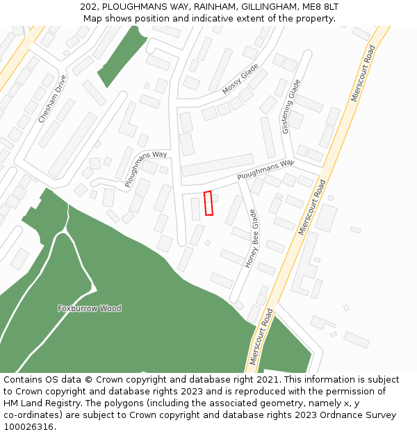 202, PLOUGHMANS WAY, RAINHAM, GILLINGHAM, ME8 8LT: Location map and indicative extent of plot
