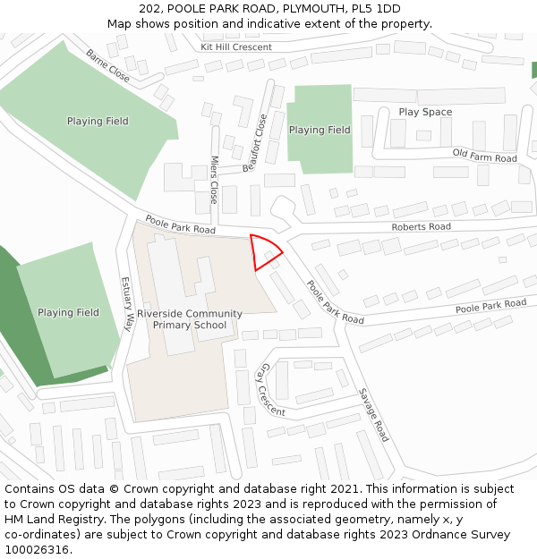202, POOLE PARK ROAD, PLYMOUTH, PL5 1DD: Location map and indicative extent of plot