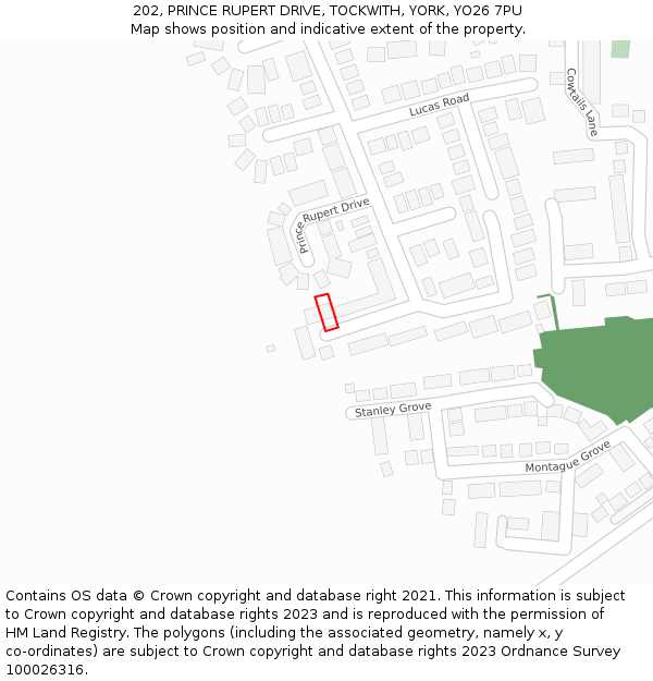 202, PRINCE RUPERT DRIVE, TOCKWITH, YORK, YO26 7PU: Location map and indicative extent of plot