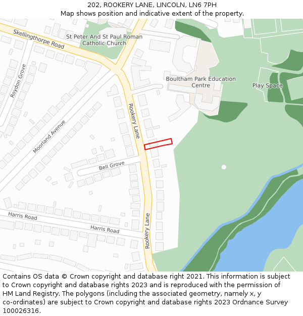 202, ROOKERY LANE, LINCOLN, LN6 7PH: Location map and indicative extent of plot