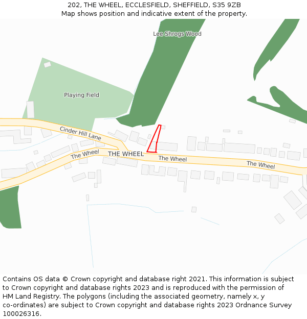 202, THE WHEEL, ECCLESFIELD, SHEFFIELD, S35 9ZB: Location map and indicative extent of plot
