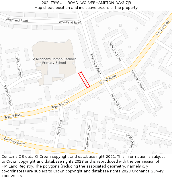 202, TRYSULL ROAD, WOLVERHAMPTON, WV3 7JR: Location map and indicative extent of plot