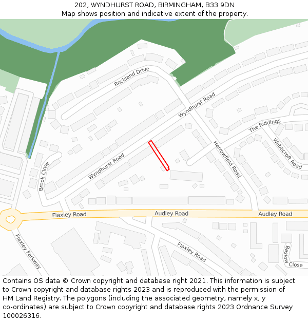 202, WYNDHURST ROAD, BIRMINGHAM, B33 9DN: Location map and indicative extent of plot