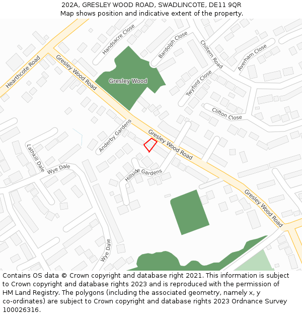 202A, GRESLEY WOOD ROAD, SWADLINCOTE, DE11 9QR: Location map and indicative extent of plot