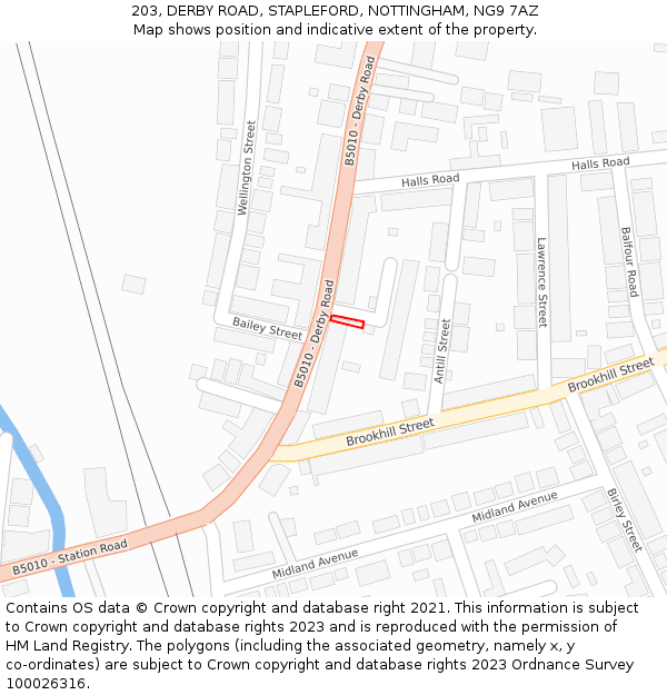 203, DERBY ROAD, STAPLEFORD, NOTTINGHAM, NG9 7AZ: Location map and indicative extent of plot