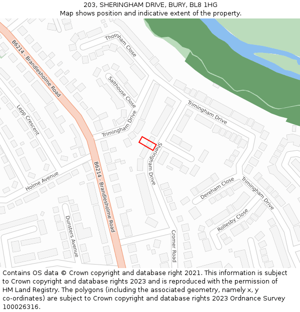 203, SHERINGHAM DRIVE, BURY, BL8 1HG: Location map and indicative extent of plot