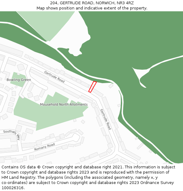 204, GERTRUDE ROAD, NORWICH, NR3 4RZ: Location map and indicative extent of plot