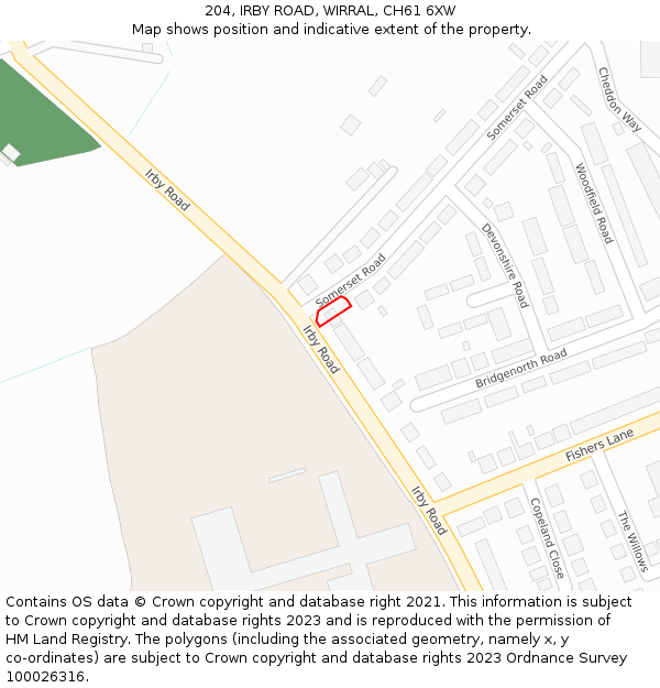 204, IRBY ROAD, WIRRAL, CH61 6XW: Location map and indicative extent of plot