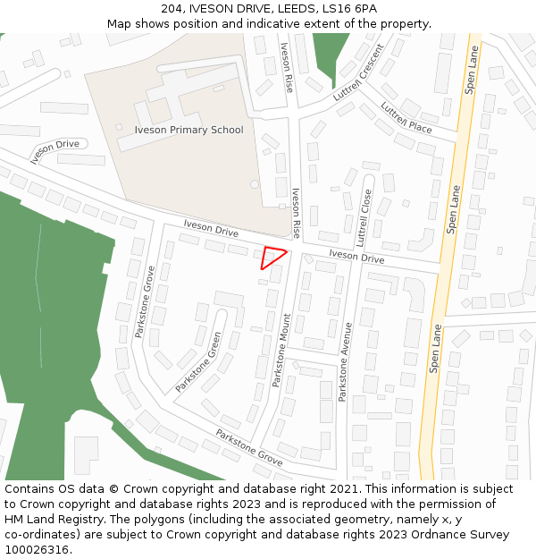 204, IVESON DRIVE, LEEDS, LS16 6PA: Location map and indicative extent of plot