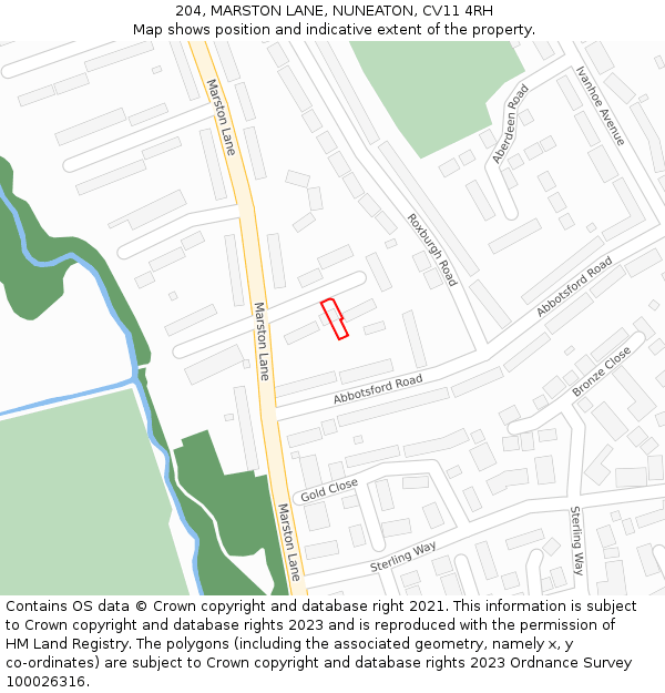 204, MARSTON LANE, NUNEATON, CV11 4RH: Location map and indicative extent of plot