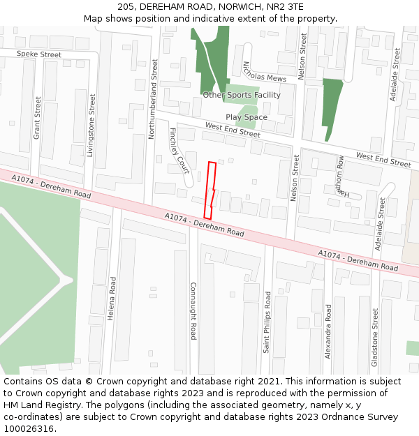 205, DEREHAM ROAD, NORWICH, NR2 3TE: Location map and indicative extent of plot