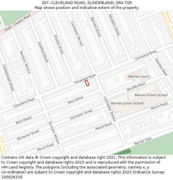 207, CLEVELAND ROAD, SUNDERLAND, SR4 7QR: Location map and indicative extent of plot