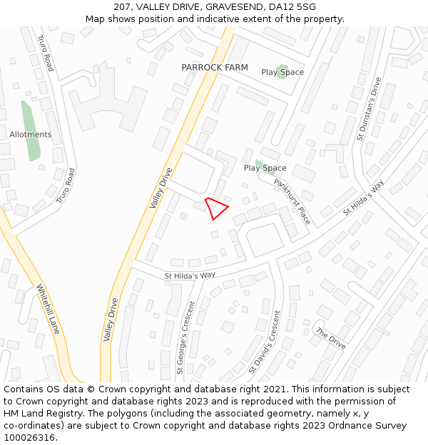 207, VALLEY DRIVE, GRAVESEND, DA12 5SG: Location map and indicative extent of plot