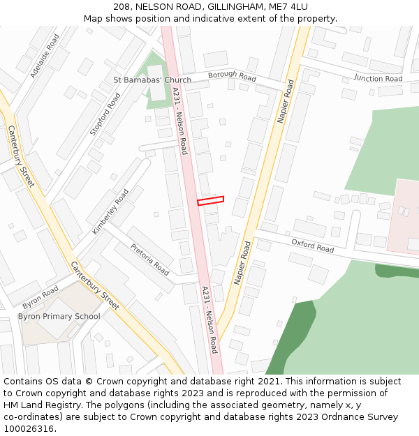 208, NELSON ROAD, GILLINGHAM, ME7 4LU: Location map and indicative extent of plot