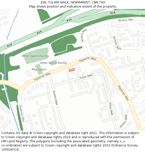 209, TULYAR WALK, NEWMARKET, CB8 7AX: Location map and indicative extent of plot