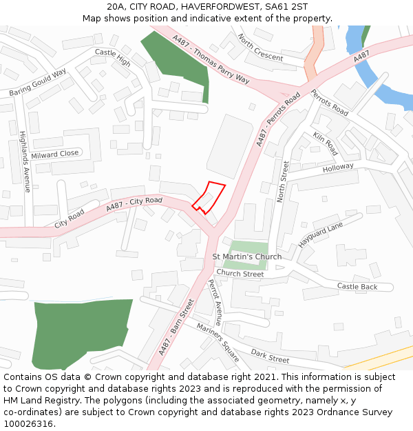 20A, CITY ROAD, HAVERFORDWEST, SA61 2ST: Location map and indicative extent of plot