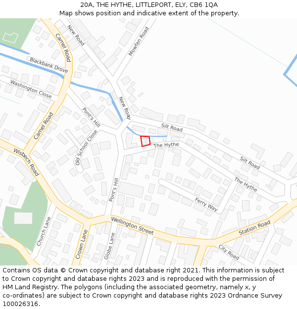 20A, THE HYTHE, LITTLEPORT, ELY, CB6 1QA: Location map and indicative extent of plot