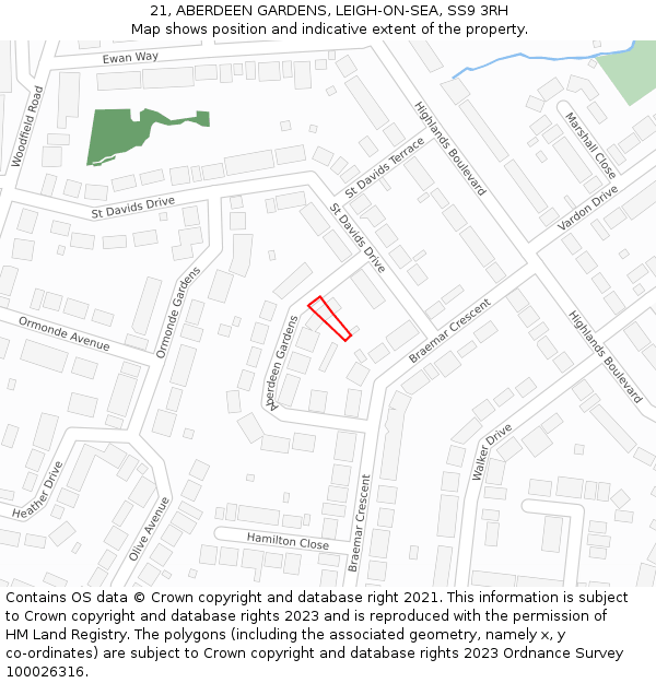 21, ABERDEEN GARDENS, LEIGH-ON-SEA, SS9 3RH: Location map and indicative extent of plot