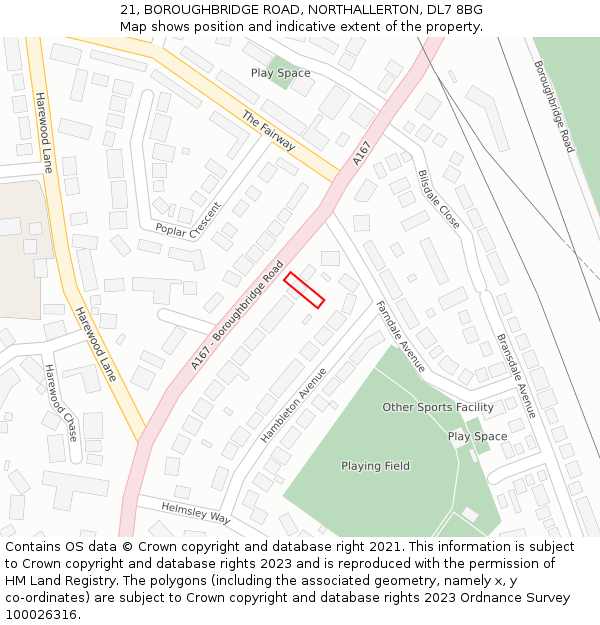 21, BOROUGHBRIDGE ROAD, NORTHALLERTON, DL7 8BG: Location map and indicative extent of plot