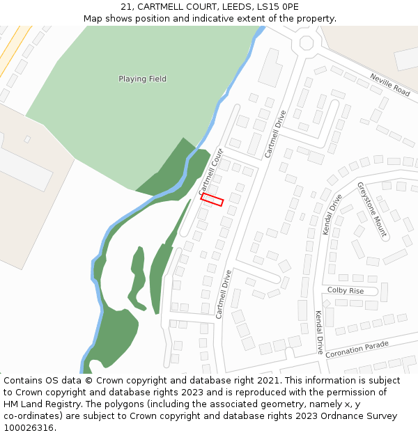 21, CARTMELL COURT, LEEDS, LS15 0PE: Location map and indicative extent of plot