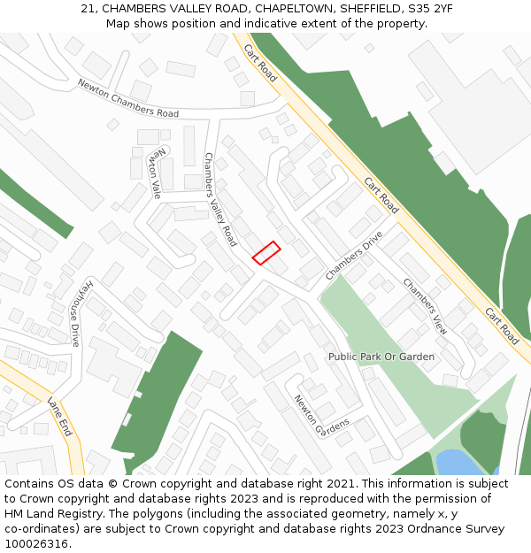 21, CHAMBERS VALLEY ROAD, CHAPELTOWN, SHEFFIELD, S35 2YF: Location map and indicative extent of plot
