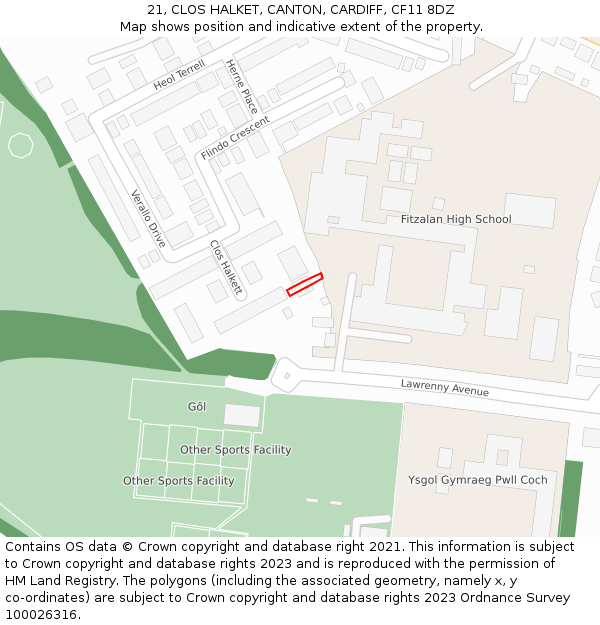 21, CLOS HALKET, CANTON, CARDIFF, CF11 8DZ: Location map and indicative extent of plot