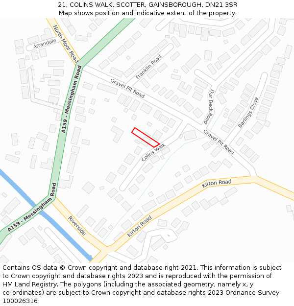 21, COLINS WALK, SCOTTER, GAINSBOROUGH, DN21 3SR: Location map and indicative extent of plot