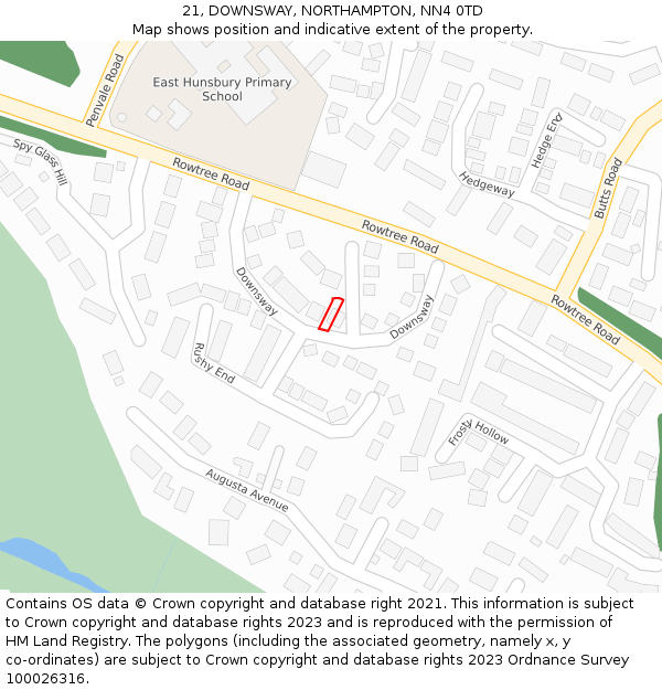 21, DOWNSWAY, NORTHAMPTON, NN4 0TD: Location map and indicative extent of plot