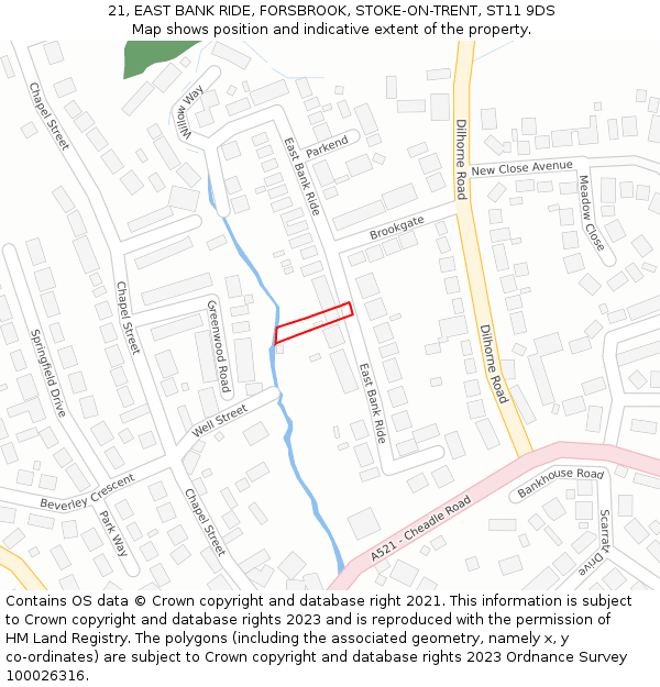 21, EAST BANK RIDE, FORSBROOK, STOKE-ON-TRENT, ST11 9DS: Location map and indicative extent of plot