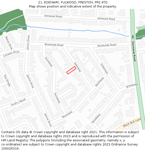 21, EDENWAY, FULWOOD, PRESTON, PR2 9TQ: Location map and indicative extent of plot