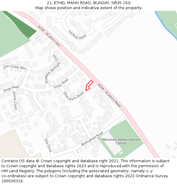21, ETHEL MANN ROAD, BUNGAY, NR35 1SG: Location map and indicative extent of plot