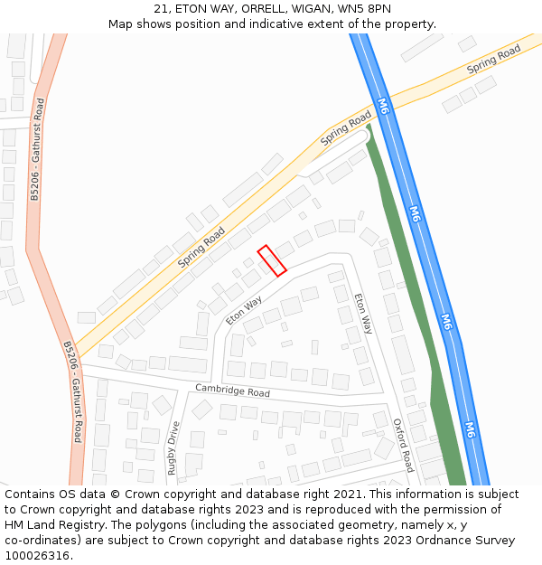 21, ETON WAY, ORRELL, WIGAN, WN5 8PN: Location map and indicative extent of plot