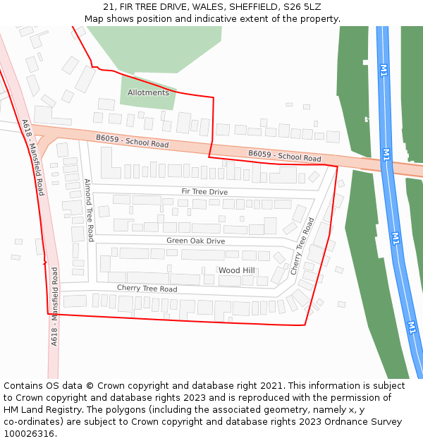 21, FIR TREE DRIVE, WALES, SHEFFIELD, S26 5LZ: Location map and indicative extent of plot