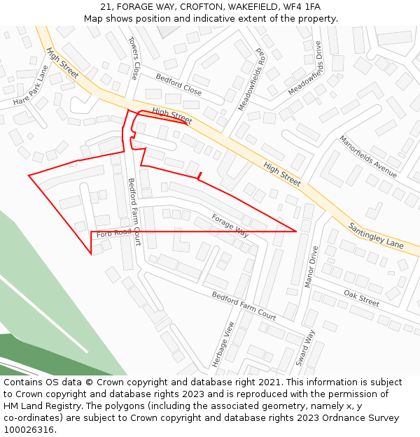 21, FORAGE WAY, CROFTON, WAKEFIELD, WF4 1FA: Location map and indicative extent of plot