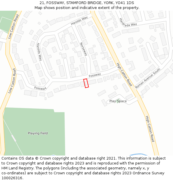 21, FOSSWAY, STAMFORD BRIDGE, YORK, YO41 1DS: Location map and indicative extent of plot