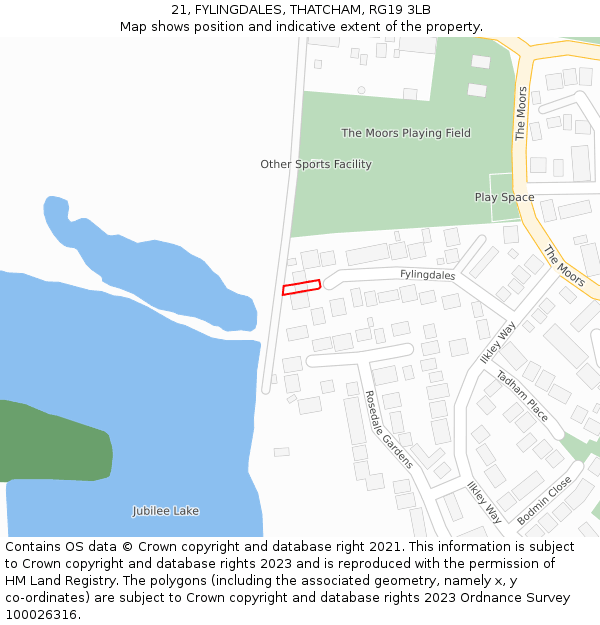 21, FYLINGDALES, THATCHAM, RG19 3LB: Location map and indicative extent of plot