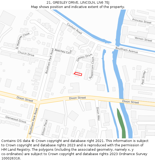 21, GRESLEY DRIVE, LINCOLN, LN6 7EJ: Location map and indicative extent of plot