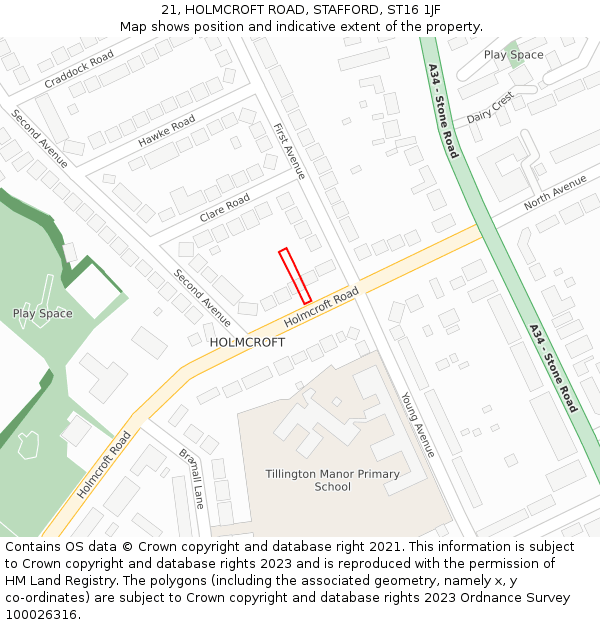 21, HOLMCROFT ROAD, STAFFORD, ST16 1JF: Location map and indicative extent of plot