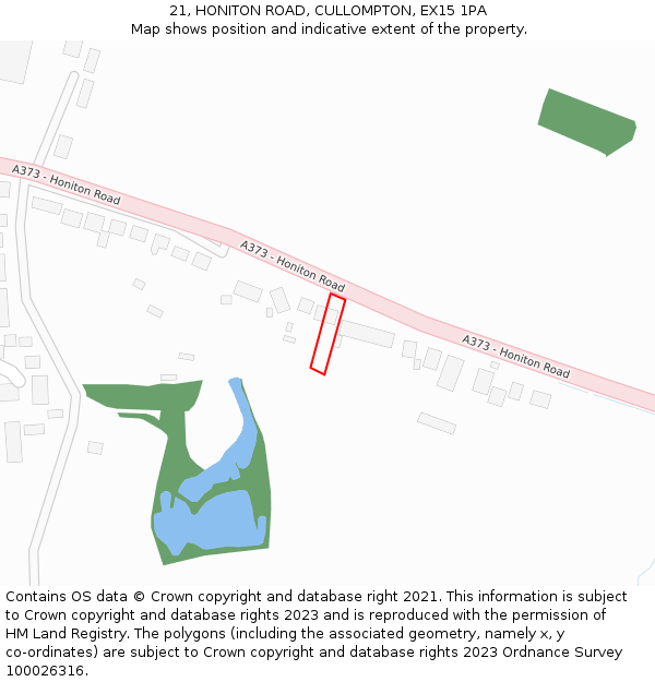 21, HONITON ROAD, CULLOMPTON, EX15 1PA: Location map and indicative extent of plot