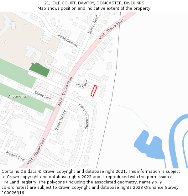 21, IDLE COURT, BAWTRY, DONCASTER, DN10 6PS: Location map and indicative extent of plot