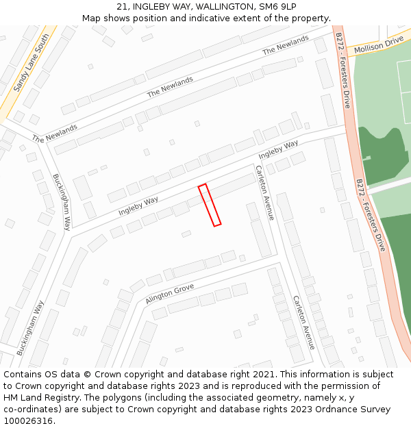 21, INGLEBY WAY, WALLINGTON, SM6 9LP: Location map and indicative extent of plot