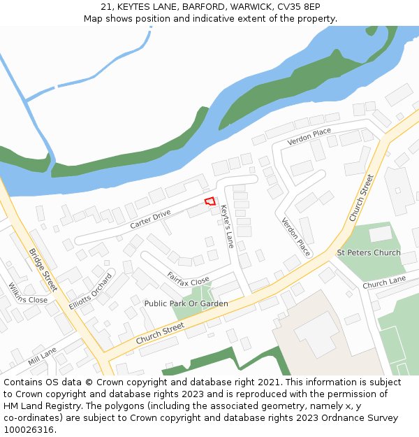 21, KEYTES LANE, BARFORD, WARWICK, CV35 8EP: Location map and indicative extent of plot